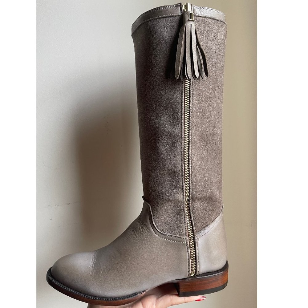 Lucchese Sharon Suede Tassel Riding Boot, Grey - Picture 6 of 7